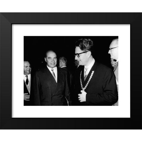 1960's Image Collection by INTERFOTO - Black Modern Wood Framed Art Print Titled: Zenker, Rudolf, 24.2.1903 - 18.1.1984, German surgeon, half length, with Professor Maurer and Hans-Jochen Vogel, 1960s,