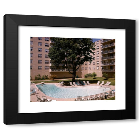 1960's Image Collection by ClassicStock - Black Modern Wood Framed Art Print Titled: 1960s SWIMMING POOL OUTDOOR APARTMENT BUILDING HOTEL CONDO