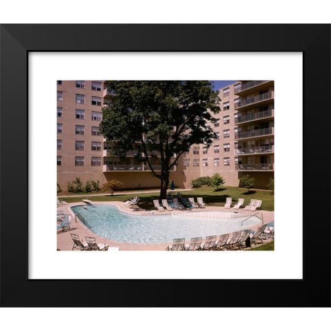 1960's Image Collection by ClassicStock - Black Modern Wood Framed Art Print Titled: 1960s SWIMMING POOL OUTDOOR APARTMENT BUILDING HOTEL CONDO