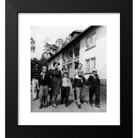 1960's Image Collection by INTERFOTO - Black Modern Wood Framed Art Print Titled: geography / travel, East Germany, organisations, 'Ernst Thaelmann' Pioneer Organisation, young pioneers from Cuba visiting the 'Wilhelm Pieck Pioneers Republi