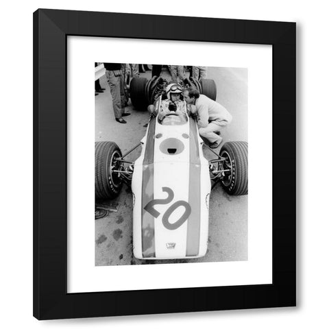 1960's Image Collection by Heritage Image Partnership Ltd - Black Modern Wood Framed Art Print Titled: John Surtees in Honda V12, Belgian Grand Prix, 1968. Artist: Unknown