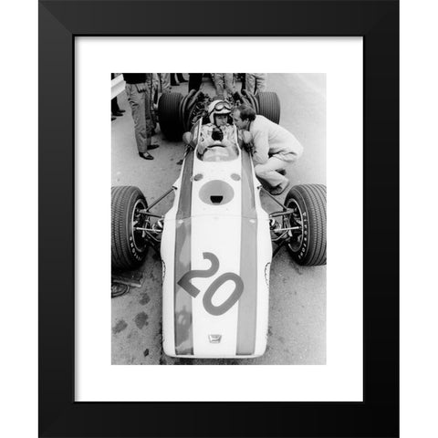 1960's Image Collection by Heritage Image Partnership Ltd - Black Modern Wood Framed Art Print Titled: John Surtees in Honda V12, Belgian Grand Prix, 1968. Artist: Unknown