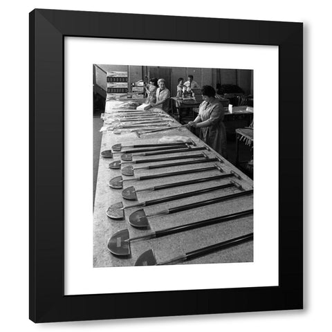 1960's Image Collection by Heritage Image Partnership Ltd - Black Modern Wood Framed Art Print Titled: Packing turf cutters, Everlast Garden Tools, Sheffield, South Yorkshire, 1965. Artist: Michael Walters