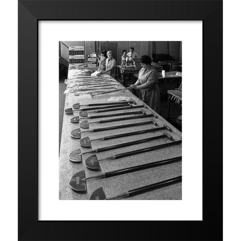 1960's Image Collection by Heritage Image Partnership Ltd - Black Modern Wood Framed Art Print Titled: Packing turf cutters, Everlast Garden Tools, Sheffield, South Yorkshire, 1965. Artist: Michael Walters