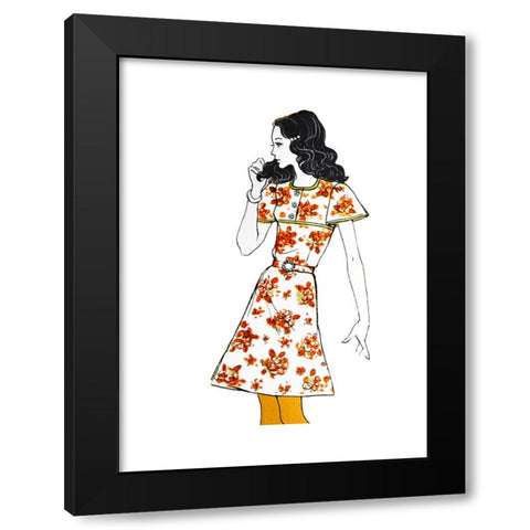 1960's Image Collection by Ivan Vdovin - Black Modern Wood Framed Art Print Titled: Vintage girls from 1970s fashion magazine, on white background