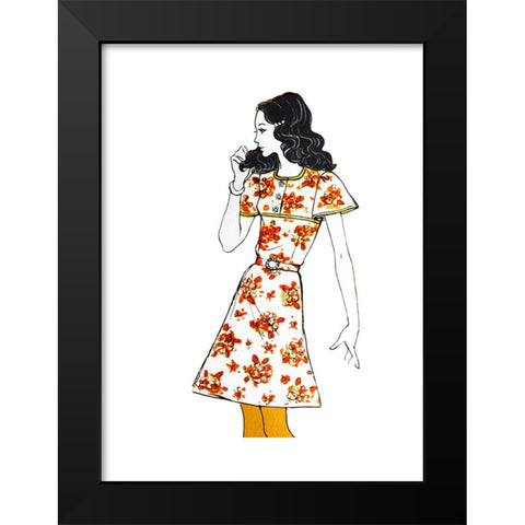 1960's Image Collection by Ivan Vdovin - Black Modern Wood Framed Art Print Titled: Vintage girls from 1970s fashion magazine, on white background