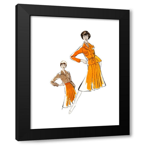 1960's Image Collection by Ivan Vdovin - Black Modern Wood Framed Art Print Titled: Vintage girls from 1970s fashion magazine, on white background