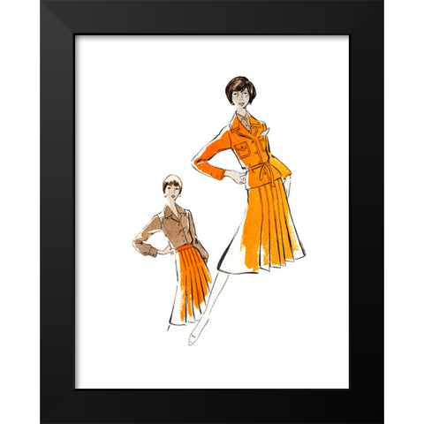 1960's Image Collection by Ivan Vdovin - Black Modern Wood Framed Art Print Titled: Vintage girls from 1970s fashion magazine, on white background