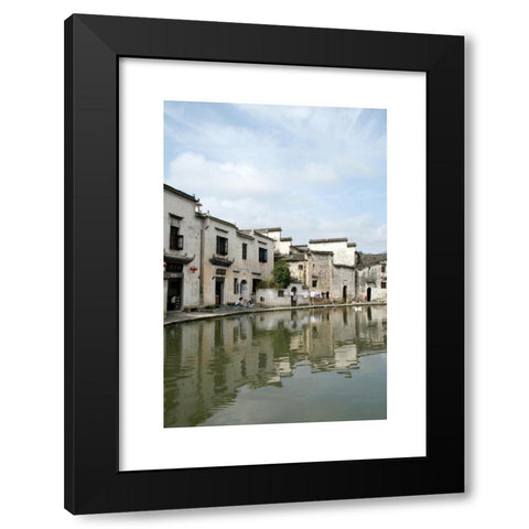 1960's Image Collection by dpa picture alliance - Black Modern Wood Framed Art Print Titled: (FILE) - An archive picture, dated 23 September 2009, shows a view of a row of houses with facades reflected on the water surface of the so-called