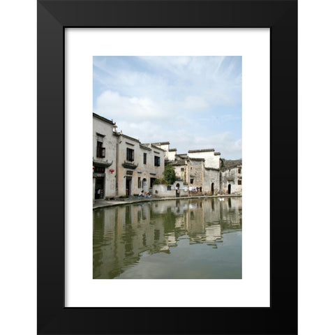 1960's Image Collection by dpa picture alliance - Black Modern Wood Framed Art Print Titled: (FILE) - An archive picture, dated 23 September 2009, shows a view of a row of houses with facades reflected on the water surface of the so-called