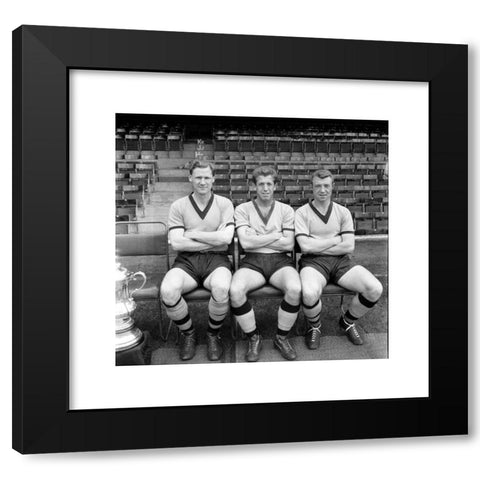 1960's Image Collection by David Edsam - Black Modern Wood Framed Art Print Titled: Bill Slater, Peter Broadbent and George Showell Wolverhampton Wanderers footballer 1960