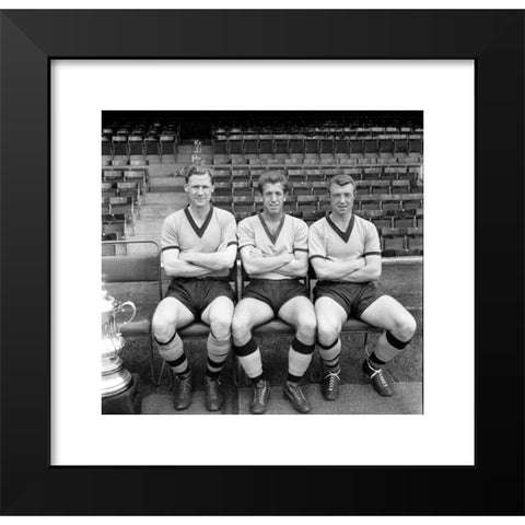 1960's Image Collection by David Edsam - Black Modern Wood Framed Art Print Titled: Bill Slater, Peter Broadbent and George Showell Wolverhampton Wanderers footballer 1960