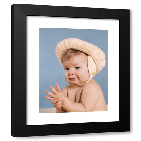 1960's Image Collection by ClassicStock - Black Modern Wood Framed Art Print Titled: 1960s 1970s BABY WEARING YELLOW KNIT HAT