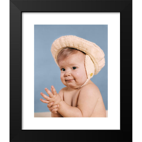 1960's Image Collection by ClassicStock - Black Modern Wood Framed Art Print Titled: 1960s 1970s BABY WEARING YELLOW KNIT HAT