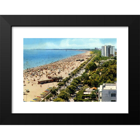 1960's Image Collection by INTERFOTO - Black Modern Wood Framed Art Print Titled: geography / travel, Italy, Lignano Sabbiadoro, city views / cityscapes, promenade, picture postcard, circa 1966, Additional-Rights-Clearences-Not Available