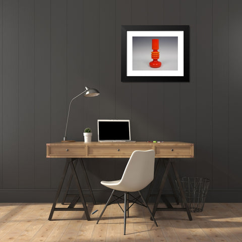 1960's Image Collection by Daniel Griffiths - Black Modern Wood Framed Art Print Titled: Orange cased glass vase, made by de Rupel.