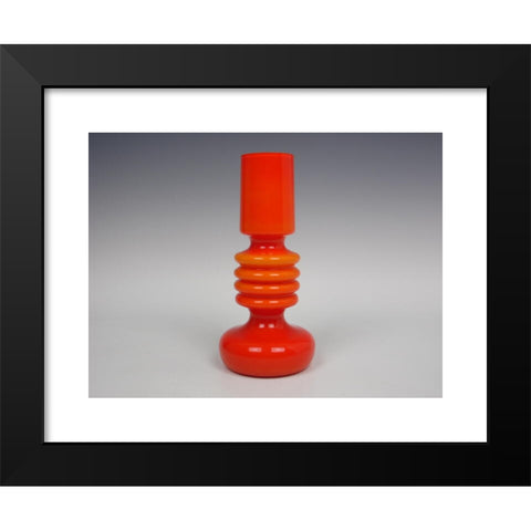 1960's Image Collection by Daniel Griffiths - Black Modern Wood Framed Art Print Titled: Orange cased glass vase, made by de Rupel.