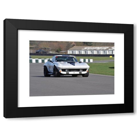 1960's Image Collection by Matthew Richardson - Black Modern Wood Framed Art Print Titled: Classic 1960s race car going through the chicane at Goodwood motor circuit - Corvette