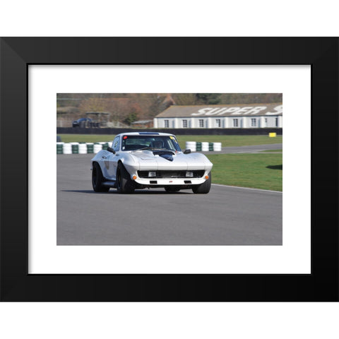 1960's Image Collection by Matthew Richardson - Black Modern Wood Framed Art Print Titled: Classic 1960s race car going through the chicane at Goodwood motor circuit - Corvette