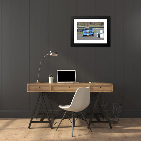1960's Image Collection by Matthew Richardson - Black Modern Wood Framed Art Print Titled: Classic 1960s race car going through the chicane at Goodwood motor circuit - Plymouth Baracuda