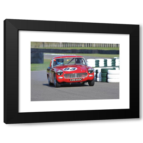 1960's Image Collection by Matthew Richardson - Black Modern Wood Framed Art Print Titled: Classic 1960s race car going through the chicane at Goodwood motor circuit - Austin Healey