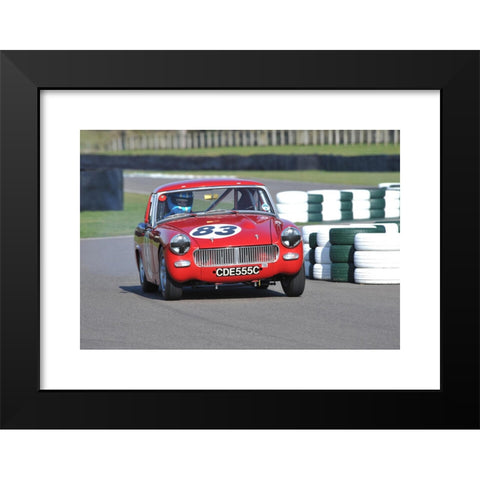 1960's Image Collection by Matthew Richardson - Black Modern Wood Framed Art Print Titled: Classic 1960s race car going through the chicane at Goodwood motor circuit - Austin Healey