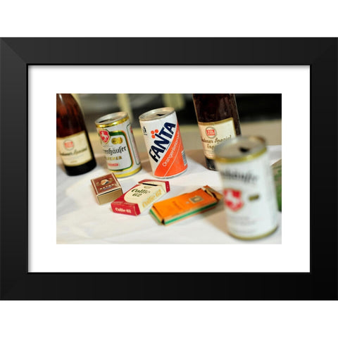 1960's Image Collection by Agencja Fotograficzna Caro - Black Modern Wood Framed Art Print Titled: 21.08.2015, Hannover, Lower Saxony, Germany - The remodeling cans, bottles and cigarette boxes found in the 1960s in the domed hall of the Ha