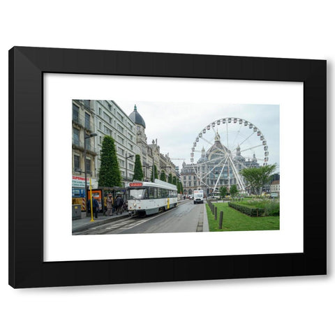 1960's Image Collection by Transport of Delight - Black Modern Wood Framed Art Print Titled: Antwerp Tramcar No.7112 at Central Station -6