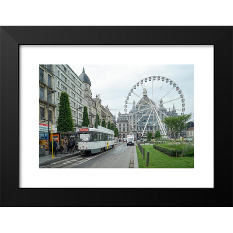 1960's Image Collection by Transport of Delight - Black Modern Wood Framed Art Print Titled: Antwerp Tramcar No.7112 at Central Station -6