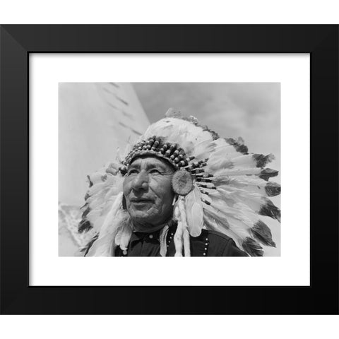 1960's Image Collection by ClassicStock - Black Modern Wood Framed Art Print Titled: 1960s PORTRAIT CHIEF GULL STONEY SIOUX NATIVE AMERICAN MAN WEARING FEATHERED HEADDRESS MORLEY RESERVATION ALBERTA CANADA