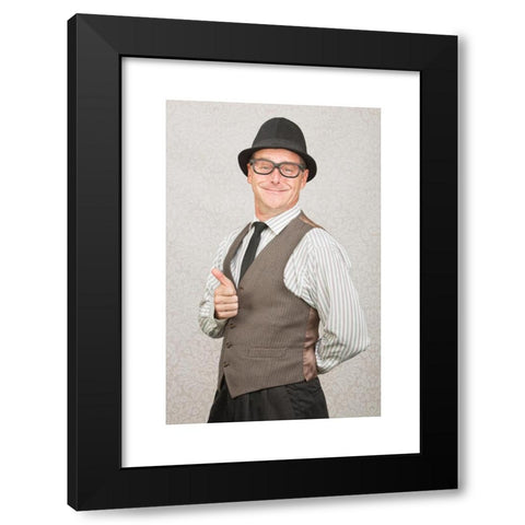 1960's Image Collection by YAY Media AS - Black Modern Wood Framed Art Print Titled: Man Gesturing Thumbs Up