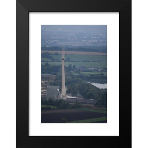 1960's Image Collection by Daniel Crawford - Black Modern Wood Framed Art Print Titled: Westbury, UK, 18th Sept, 2016. The 122m high chimney of the westbury cement works, which has been a landmark of the wiltshire skyline since its construc