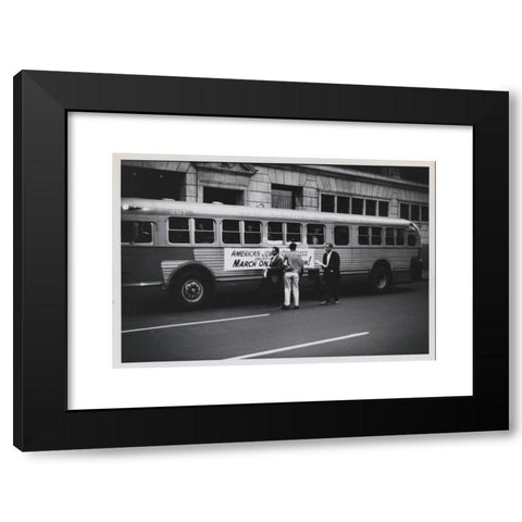 1960's Image Collection by History collection 2016 - Black Modern Wood Framed Art Print Titled: American Jewish Congress Chartered Bus, New York to Washington for the March on Washington, 1963