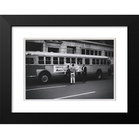 1960's Image Collection by History collection 2016 - Black Modern Wood Framed Art Print Titled: American Jewish Congress Chartered Bus, New York to Washington for the March on Washington, 1963