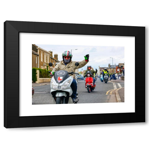 1960's Image Collection by Findlay - Black Modern Wood Framed Art Print Titled: Troon, Ayrshire, UK. 29th Apr, 2017. The annual West of Scotland scooter rally was held in Troon, Ayrshire and it attracted several hundred Lambrettas, Vespas a