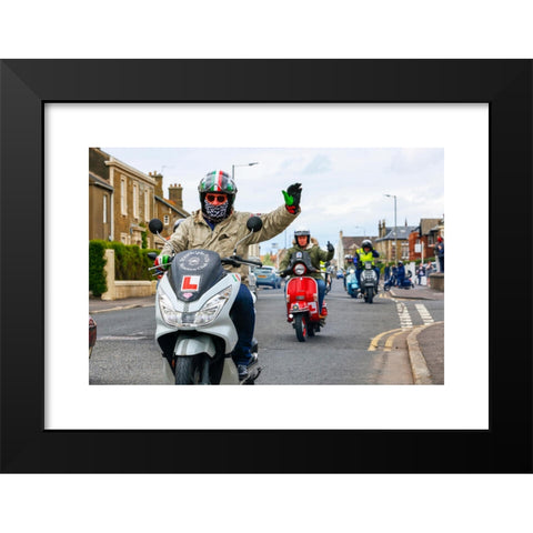 1960's Image Collection by Findlay - Black Modern Wood Framed Art Print Titled: Troon, Ayrshire, UK. 29th Apr, 2017. The annual West of Scotland scooter rally was held in Troon, Ayrshire and it attracted several hundred Lambrettas, Vespas a