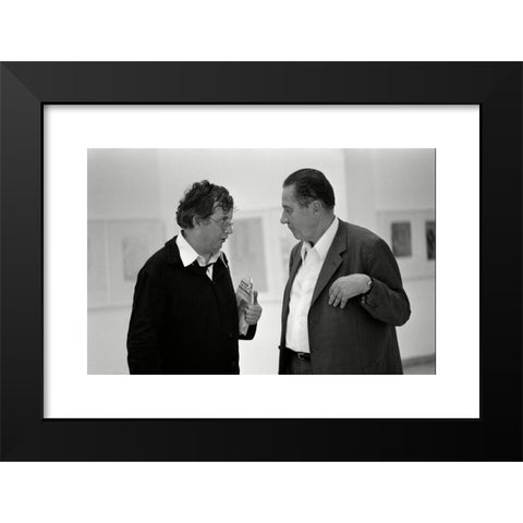 1960's Image Collection by Sueddeutsche Zeitung Photo - Black Modern Wood Framed Art Print Titled: Horst Janssen with Alfred Hentzen during the Venice Biennale, 1968