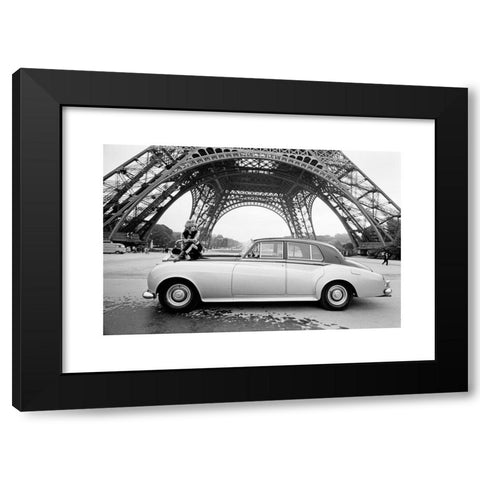 1960's Image Collection by Photo 12 - Black Modern Wood Framed Art Print Titled: French actress Mireille Darc posing under the Eiffel Tower in Paris. November 1967 Photo Michael Holtz