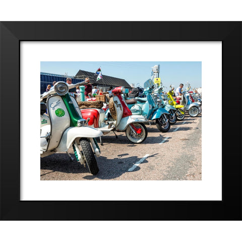 1960's Image Collection by Gillian Moore - Black Modern Wood Framed Art Print Titled: Brighton Mod Rally, August Bank Holiday Scooters lined up on show