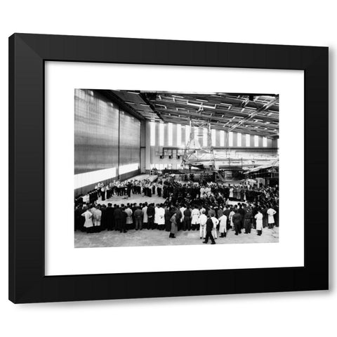 1960's Image Collection by Archive PL - Black Modern Wood Framed Art Print Titled: Fornebu International Airport, FBU, Oslo. Inaugural of Hangar 2 buildning, Koksa Nerhstedet at Fornebu