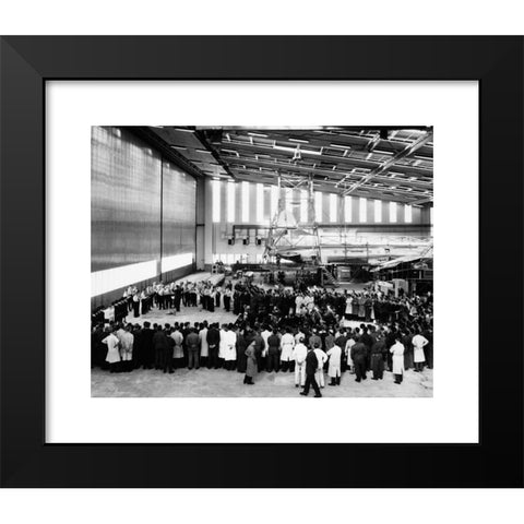 1960's Image Collection by Archive PL - Black Modern Wood Framed Art Print Titled: Fornebu International Airport, FBU, Oslo. Inaugural of Hangar 2 buildning, Koksa Nerhstedet at Fornebu
