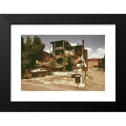 1960's Image Collection by Hum Historical - Black Modern Wood Framed Art Print Titled: Black Community Older Housing On Chicago's West Side. This Area In 1973 Had Not Quite Recovered From The Riots And Fires During The Mid And Late 1960's,