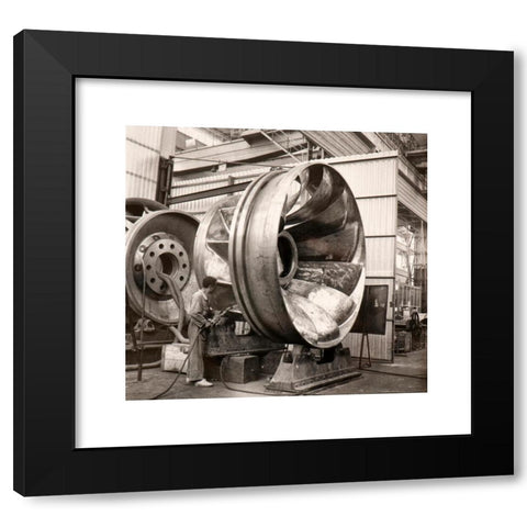 1960's Image Collection by Riccardo Mancioli Archive & Historical - Black Modern Wood Framed Art Print Titled: Turbines and heavy machinery produced by Franco Tosi industries (Legnano, Italy, 1960s)