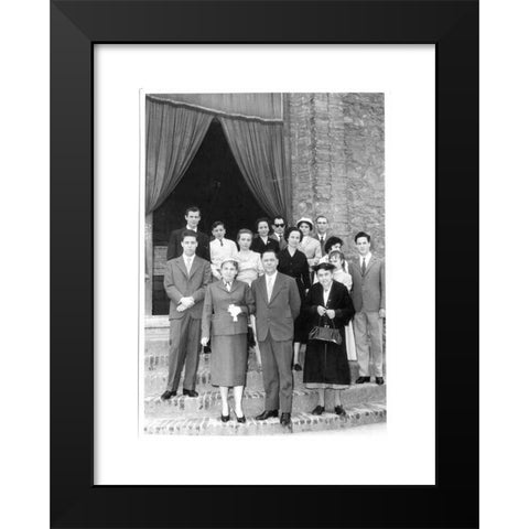 1960's Image Collection by Ranking_ZoomedSold - Black Modern Wood Framed Art Print Titled: 1960s 1970s wedding caucasian relatives outside the church ceremony. Black and white shot. Italy