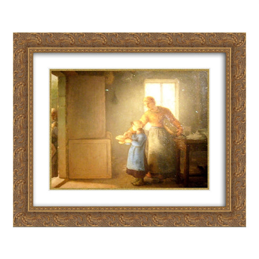 Charity 22x20 Black Ornate Wood Framed Art Print Poster with Double Matting by Millet, Jean Francois