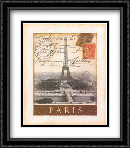 Destination Paris 24x28 Black Ornate Wood Framed Art Print Poster with Double Matting by Chaden, Tina