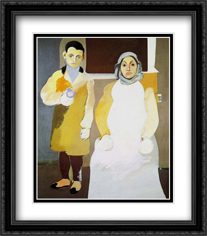 Artist And His Mother 24x32 Black Ornate Wood Framed Art Print Poster with Double Matting by Gorky, Arshile