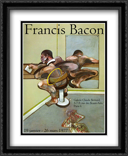 1977 Untitled 25x32 Black Ornate Wood Framed Art Print Poster with Double Matting by Bacon, Francis