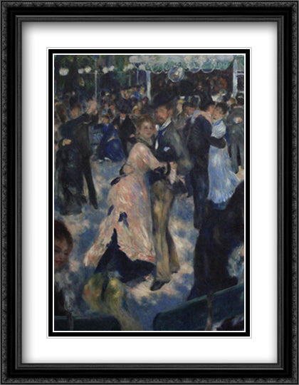 Le Moulin de la Galette 22x28 Black Ornate Wood Framed Art Print Poster with Double Matting by Renoir, Pierre Auguste