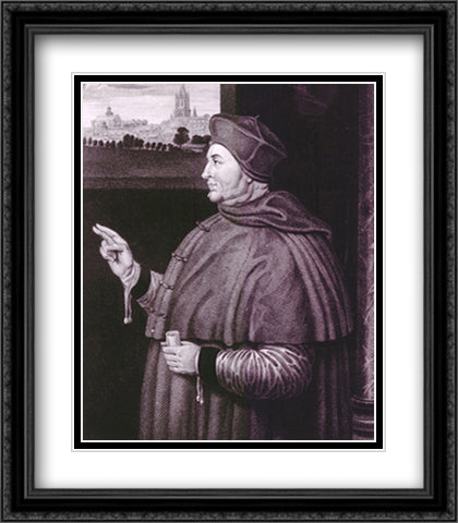 Cardinal Thomas Wolsey 22x28 Black Ornate Wood Framed Art Print Poster with Double Matting by Holbein, Hans